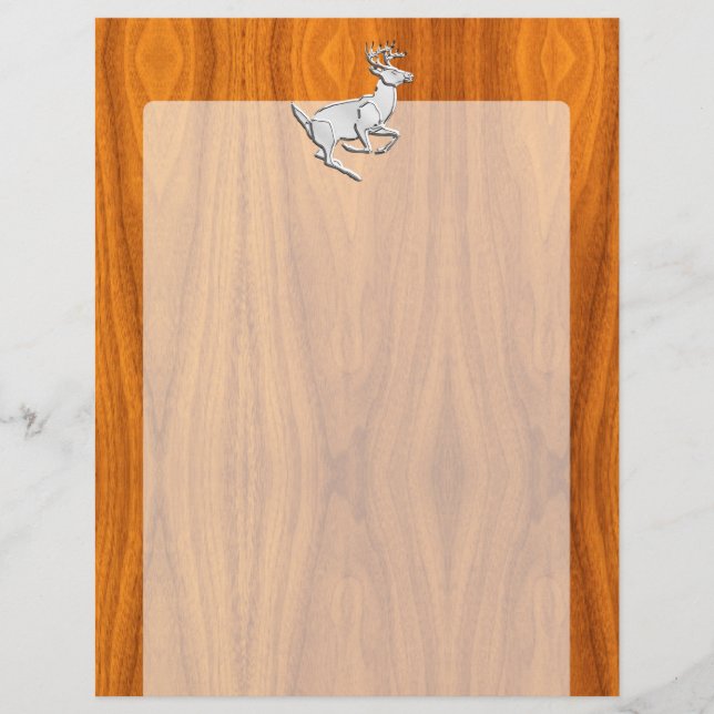Chrome Running Deer on Fine Teak Print (Front)