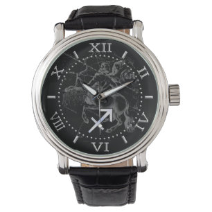 Chrome Sagittarius Zodiac Sign Hevelius 1690 Dial Watch