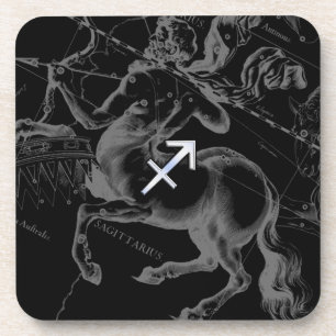 Chrome Sagittarius Zodiac Sign Hevelius circa 1690 Coaster