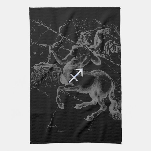 Chrome Sagittarius Zodiac Sign Hevelius circa 1690 Kitchen Towel (Vertical)