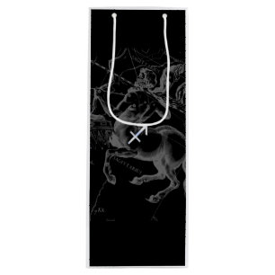 Chrome Sagittarius Zodiac Sign on Hevelius Decor Wine Gift Bag