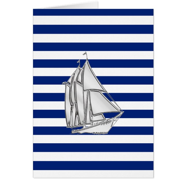 Chrome Sailboat on Nautical Stripes (Front)