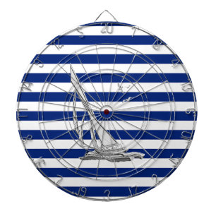 Chrome Sailing on Nautical Stripes Dartboard