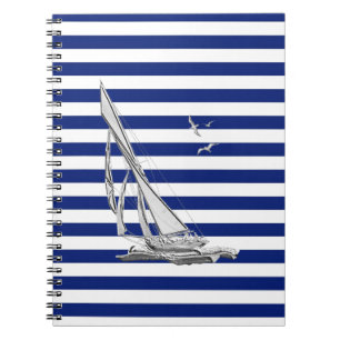 Chrome Sailing on Nautical Stripes Notebook