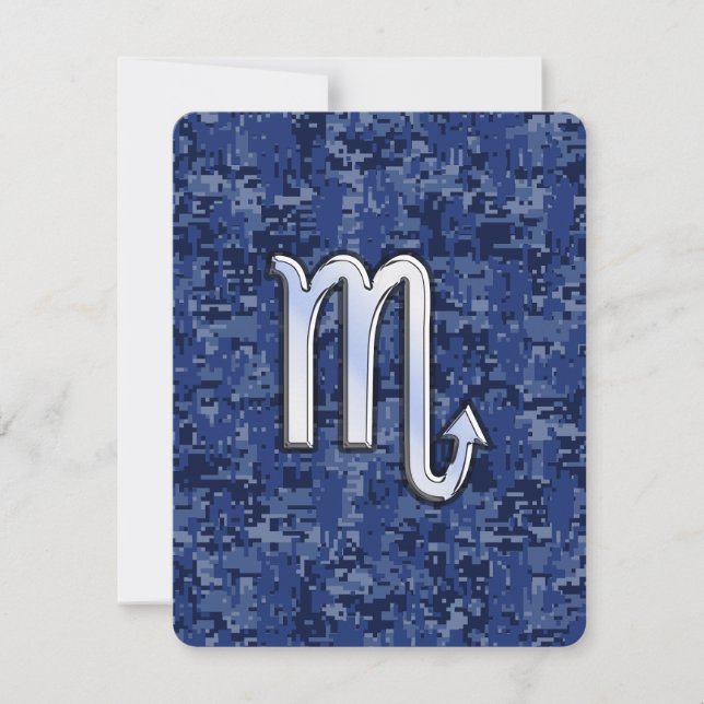 Chrome Scorpio Zodiac Sign on Navy Blue Camo (Front)