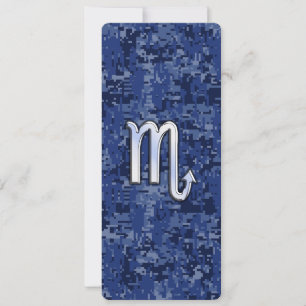 Chrome Scorpio Zodiac Sign on Navy Blue Camo