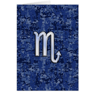 Chrome Scorpio Zodiac Sign on Navy Blue Camo