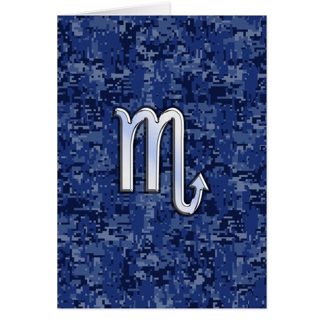 Chrome Scorpio Zodiac Sign on Navy Blue Camo (Front)