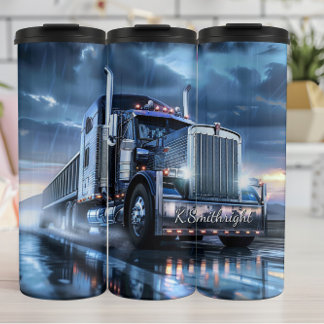 Chrome Semi Truck Rain Storm Thermal Tumbler