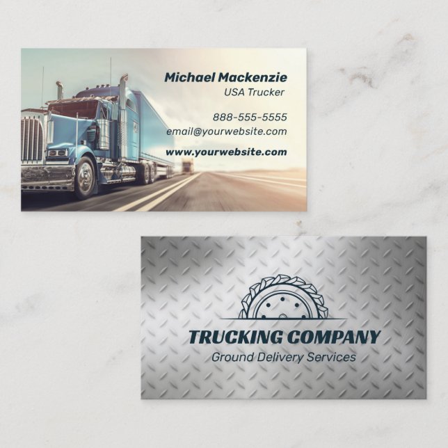 Chrome Semi Trucker Business Card (Front/Back)