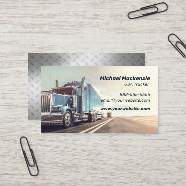 Chrome Semi Trucker Business Card (Front/Back In Situ)