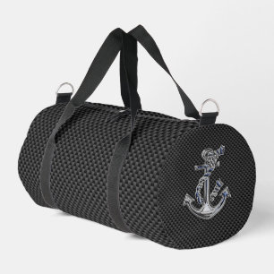 Chrome Silver Style Rope Anchor on Carbon Fibre Duffle Bag