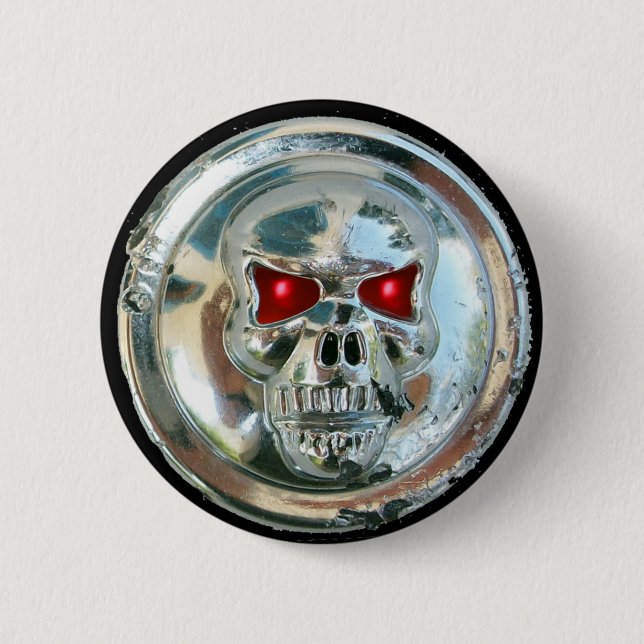 CHROME SKULL 2 INCH ROUND BUTTON (Front)