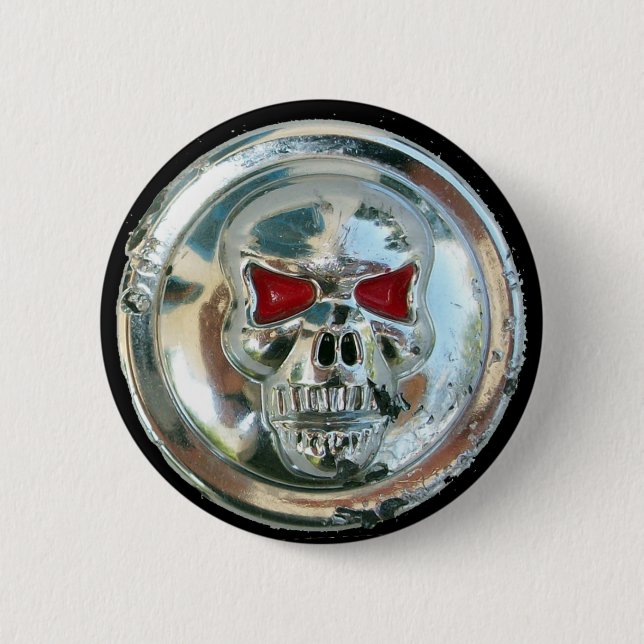 CHROME SKULL 2 INCH ROUND BUTTON (Front)