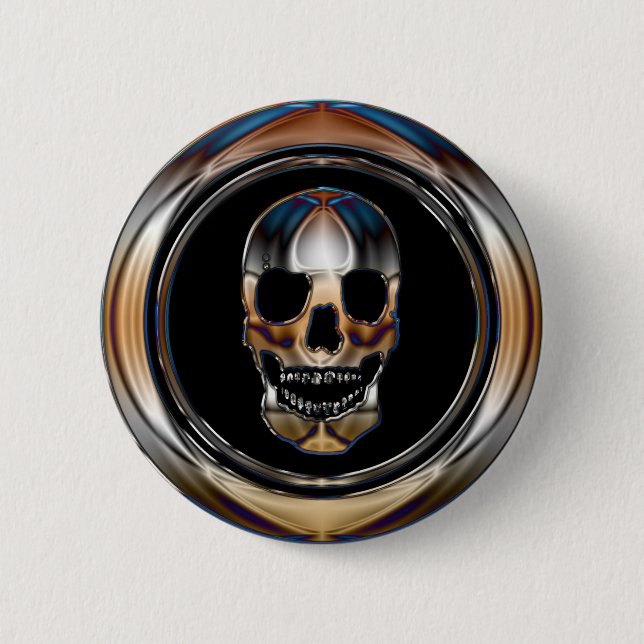 CHROME SKULL 2 INCH ROUND BUTTON (Front)