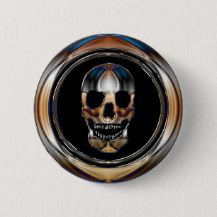 CHROME SKULL 2 INCH ROUND BUTTON