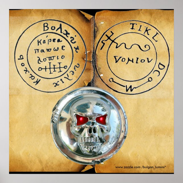 CHROME SKULL AND ANTIQUE PIRATES TREASURE MAP POSTER (Front)