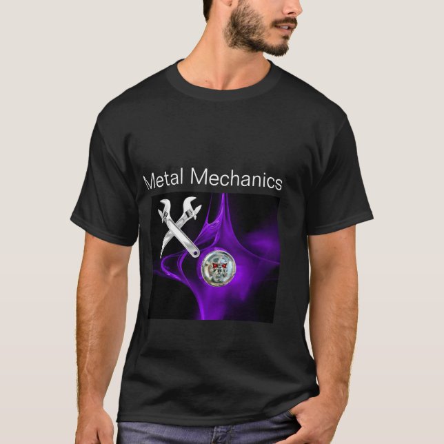 CHROME SKULL AND CROSSED WRENCHES METAL MECHANICS T-Shirt (Front)