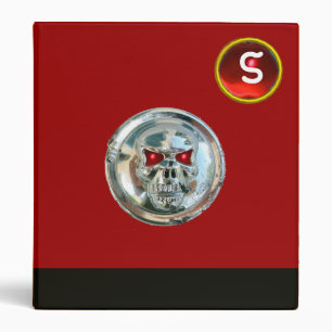 CHROME SKULL  BLACK AND RED RUBY MONOGRAM BINDER