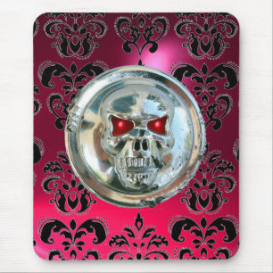 CHROME SKULL ,Damask Pink Ruby Mouse Pad