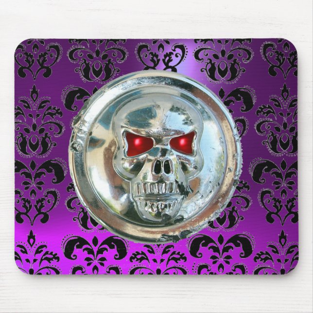 CHROME SKULL ,Damask, Purple Amethyst Mouse Pad (Front)