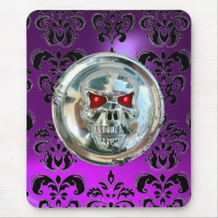 CHROME SKULL ,Damask, Purple Amethyst Mouse Pad
