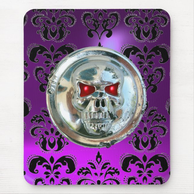 CHROME SKULL ,Damask, Purple Amethyst Mouse Pad (Front)