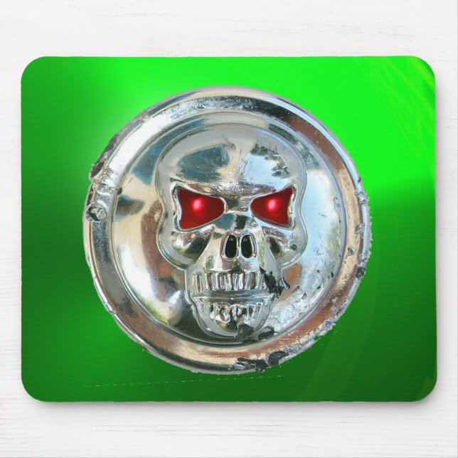 CHROME SKULL , Green Emerald Mouse Pad (Front)