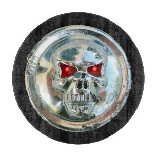 CHROME SKULL IN BLACK CUTTING BOARD