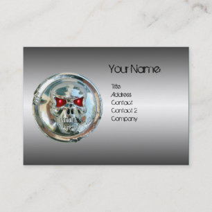 CHROME SKULL ,STEEL AND RED RUBY MONOGRAM BUSINESS CARD