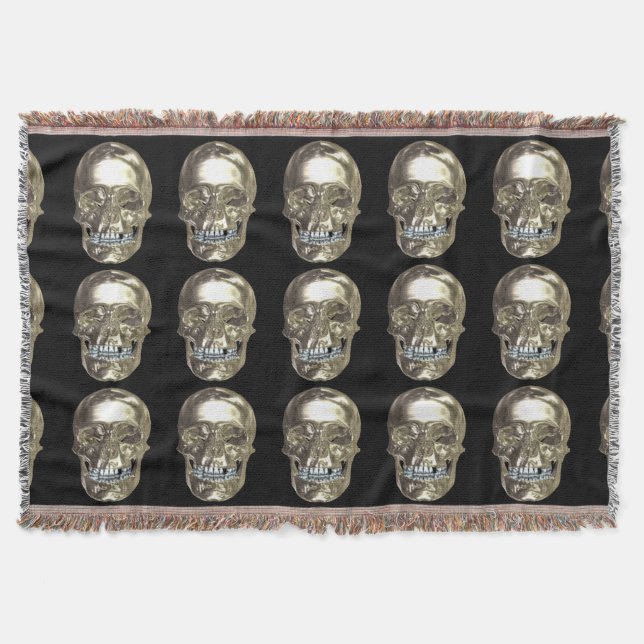 Chrome Skull Throw Blanket (Front)