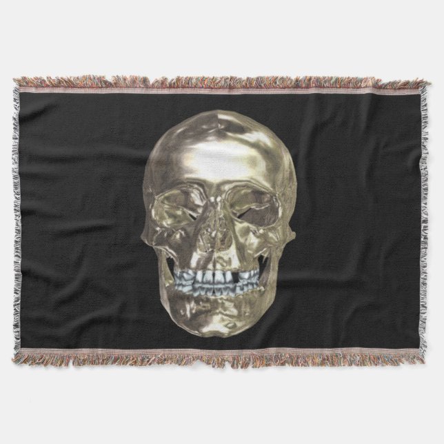 Chrome Skull Throw Blanket (Front)