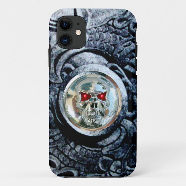 CHROME SKULL WITH FANTASY GRIFFINS Case-Mate iPhone CASE (Back)