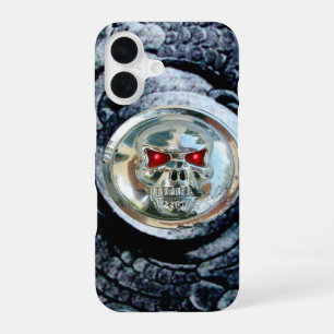 CHROME SKULL WITH FANTASY GRIFFINS iPhone 16 CASE
