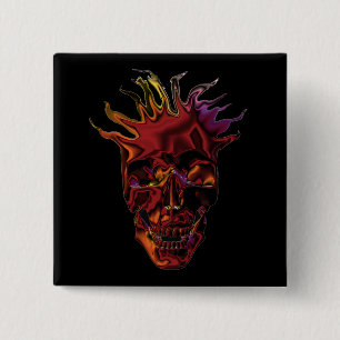 chrome skulls 2 inch square button