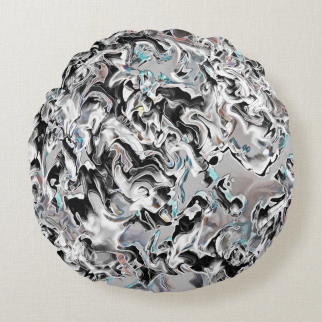Chrome stains with gradient or fume, Black to Grey Round Pillow (Front)