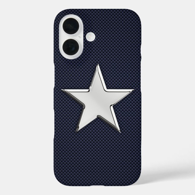 Chrome Star on Carbon Fibre Print Case-Mate iPhone Case (Back)