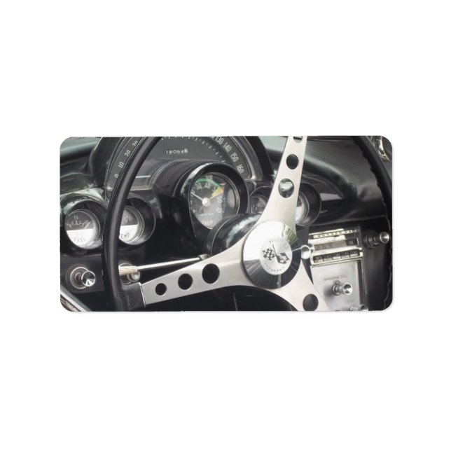 Chrome Steering wheel and black gauges corvette Label (Front)