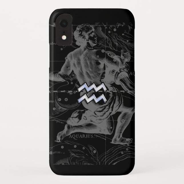 Chrome Style Aquarius Zodiac Sign on Hevelius Case-Mate iPhone Case (Back)
