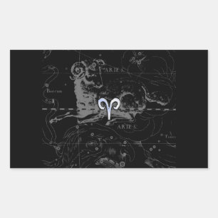 Chrome Style Aries Zodiac Sign on Hevelius Sticker