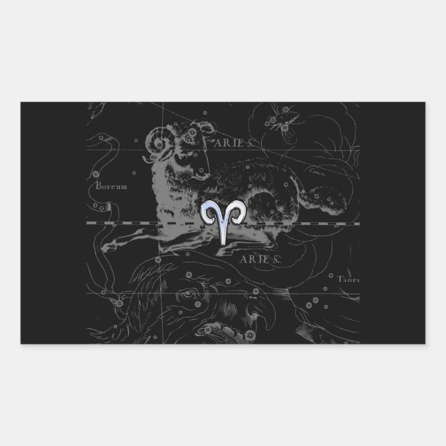 Chrome Style Aries Zodiac Sign on Hevelius Sticker (Front)