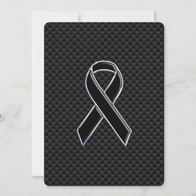 Chrome Style Black Ribbon Awareness Carbon Fiber (Front)