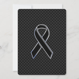 Chrome Style Black Ribbon Awareness Carbon Fiber