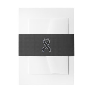 Chrome Style Black Ribbon Awareness Decor Invitation Belly Band