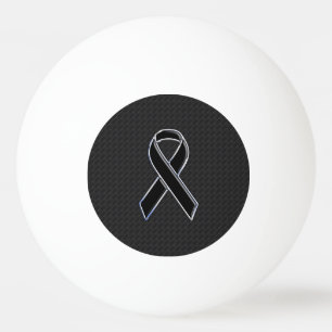 Chrome Style Black Ribbon Awareness Decor Ping Pong Ball