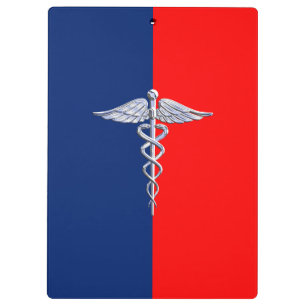 Chrome Style Caduceus Medical Symbol League Clipboard