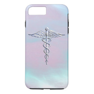 Chrome Style Caduceus Medical Symbol Mother Pearl Case-Mate iPhone Case