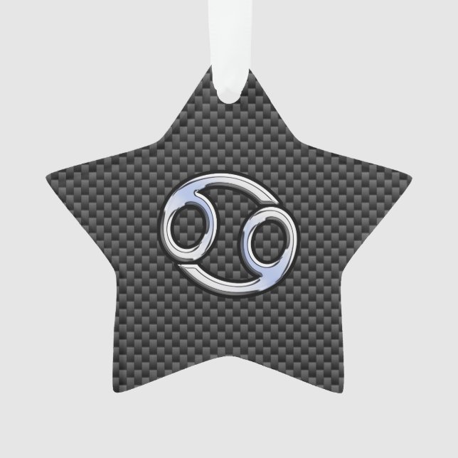 Chrome Style Cancer Zodiac Sign Carbon Fibre Print Ornament (Front)