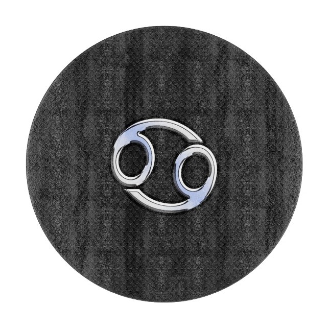 Chrome Style Cancer Zodiac Symbol Cutting Board (Front)