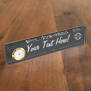 Chrome Style Cancer Zodiac Symbol Nameplate